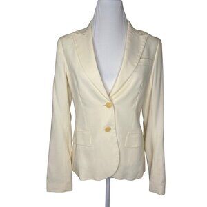 Theory Gabe Stretch Wool Blend Blazer Cream Color Ladies Size 6 Two Button